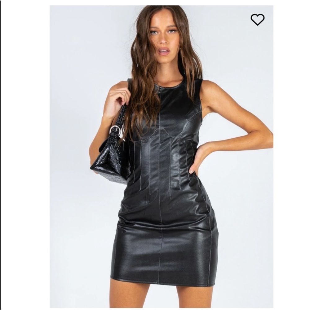 Lioness Le Chateau faux leather mini dress